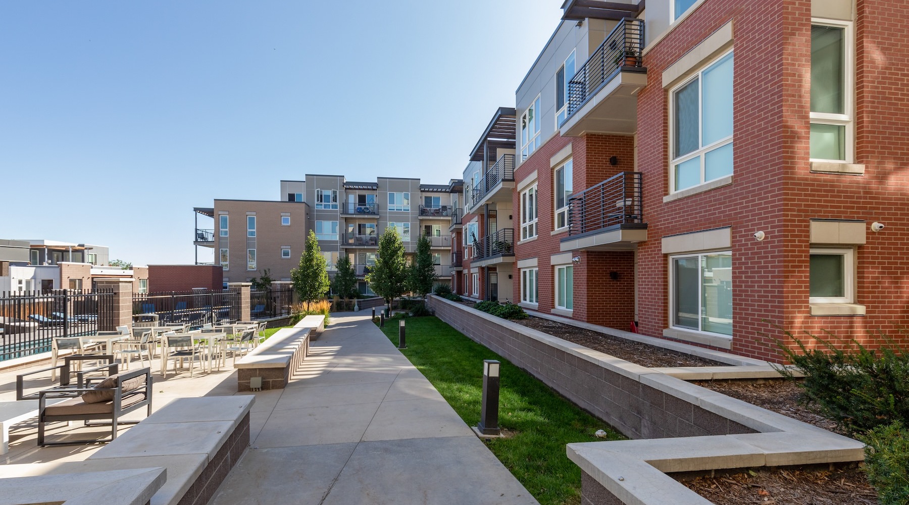 a walkway between buildings